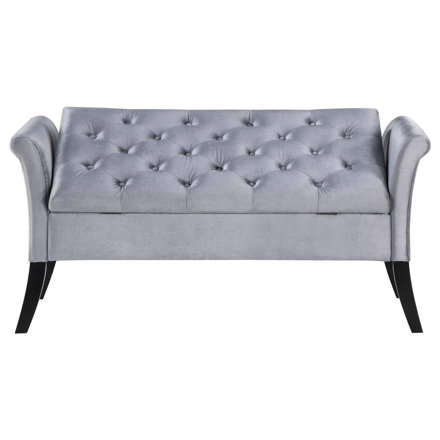 Farrah Silver Storage Bench - furniture place usa