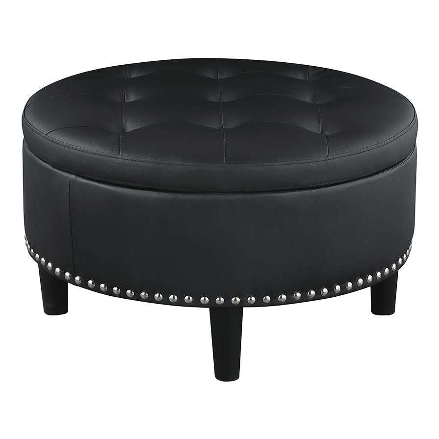 Jace Black Storage Ottoman - furniture place usa