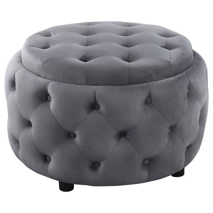 Angelina Grey Storage Ottoman - furniture place usa