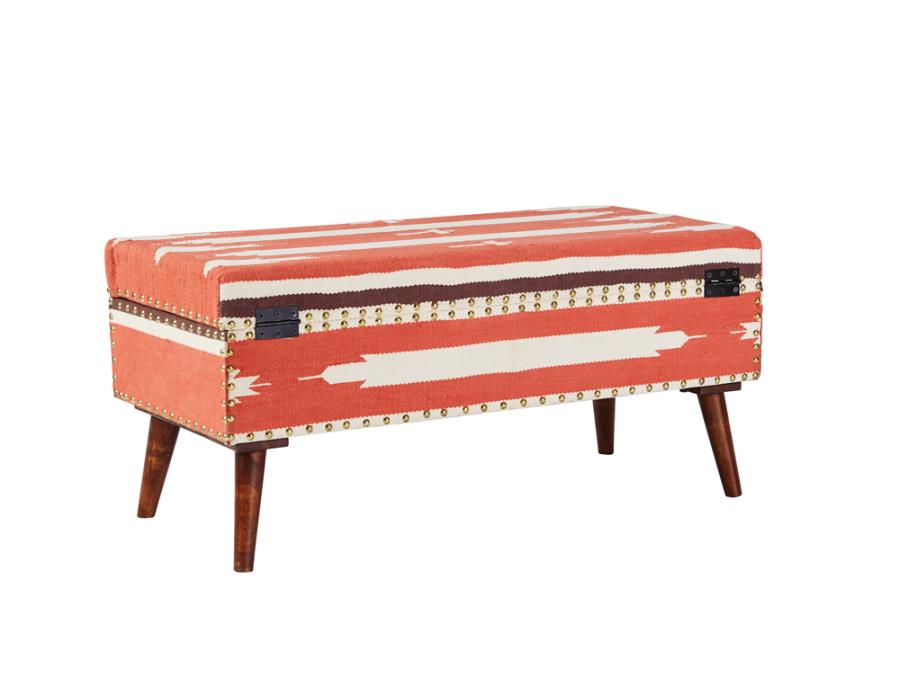 Noah Orange Storage Bench - furniture place usa