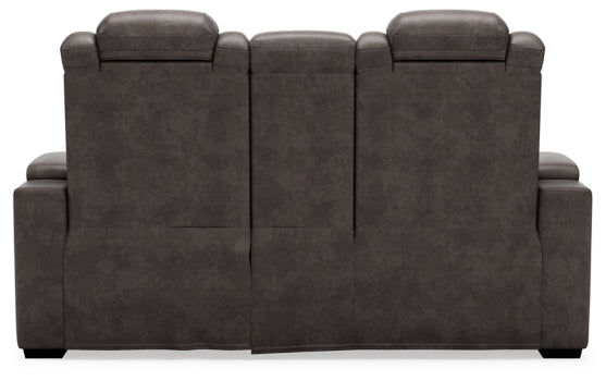 HyllMont Power Reclining Loveseat with Console - furniture place usa