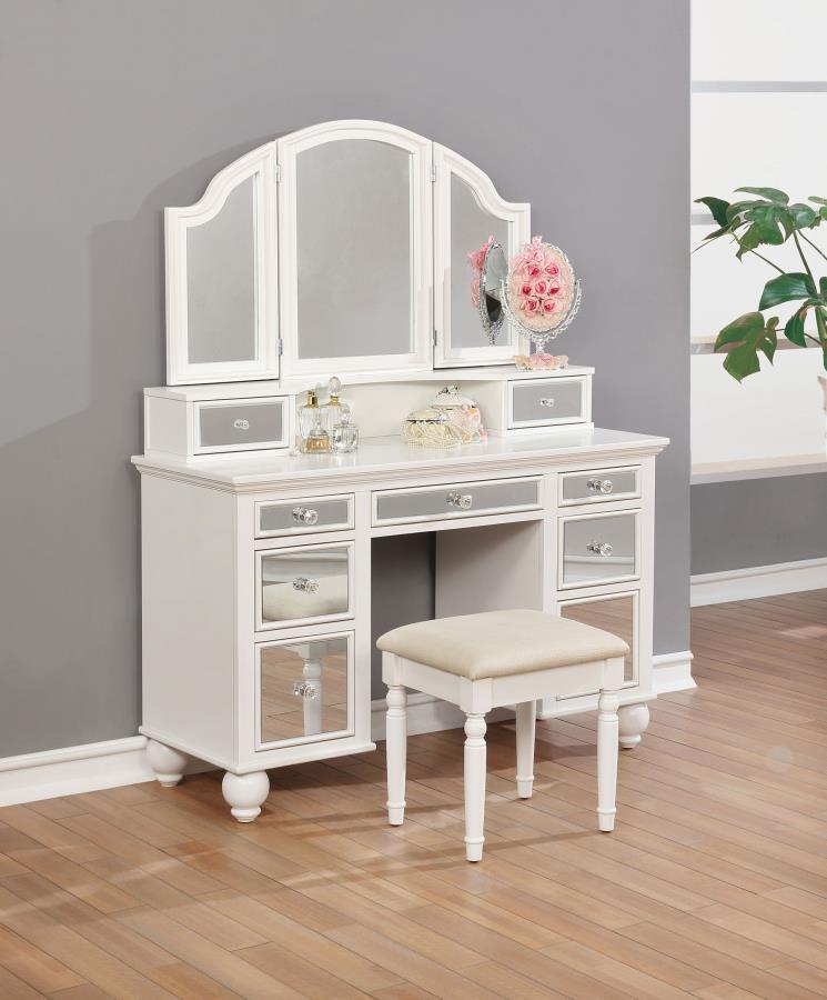 Reinhart White Vanity Set - furniture place usa