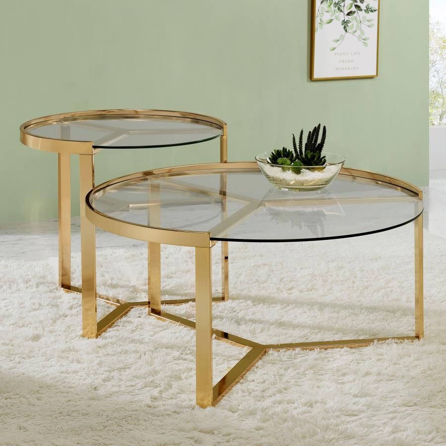 Delia Gold 2 Pc Nesting Coffee Table - furniture place usa