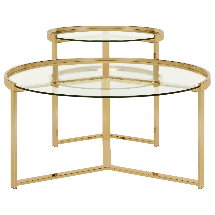 Delia Gold 2 Pc Nesting Coffee Table - furniture place usa