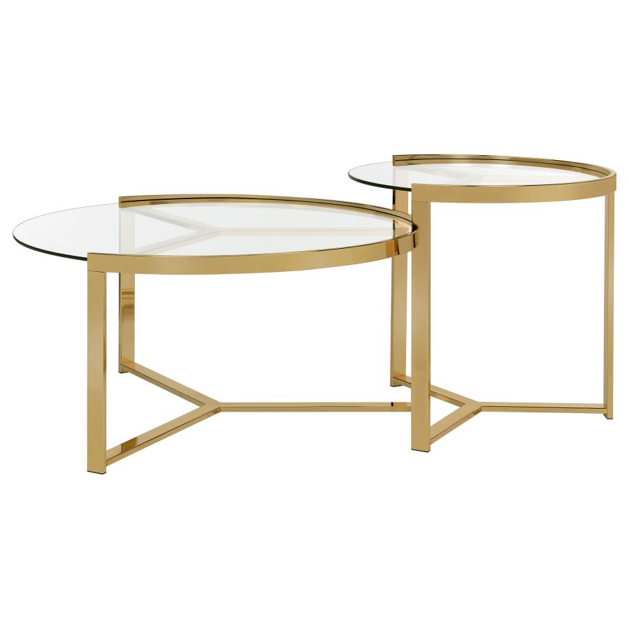 Delia Gold 2 Pc Nesting Coffee Table - furniture place usa