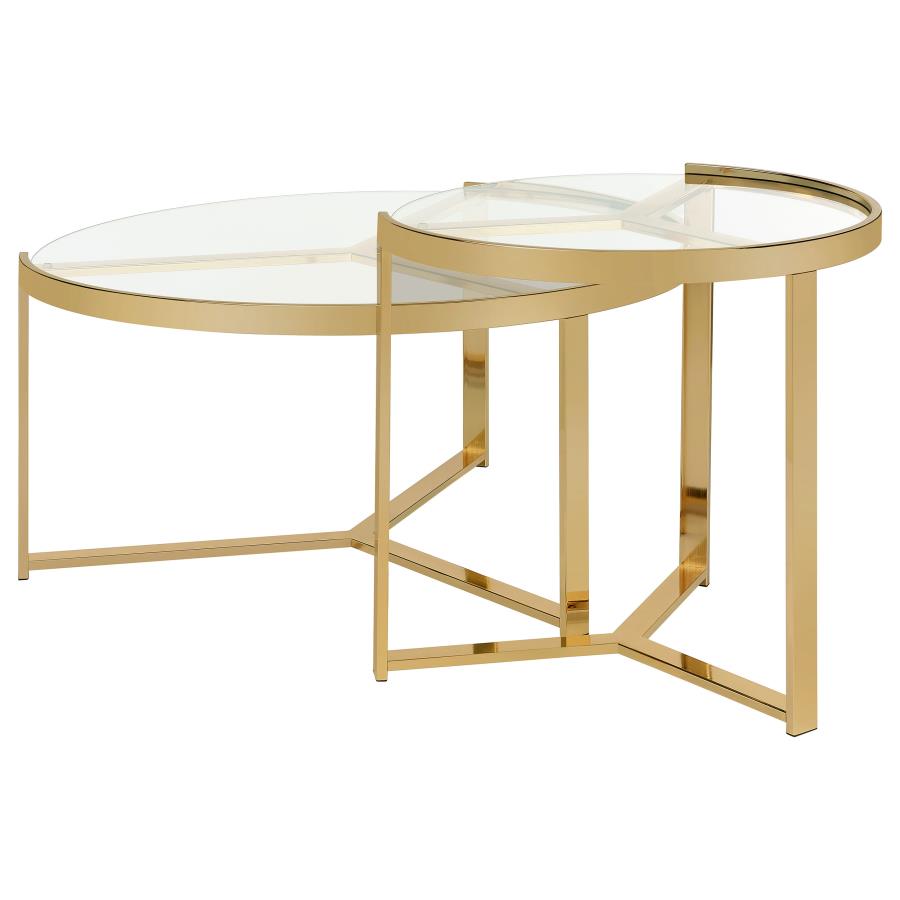 Delia Gold 2 Pc Nesting Coffee Table - furniture place usa