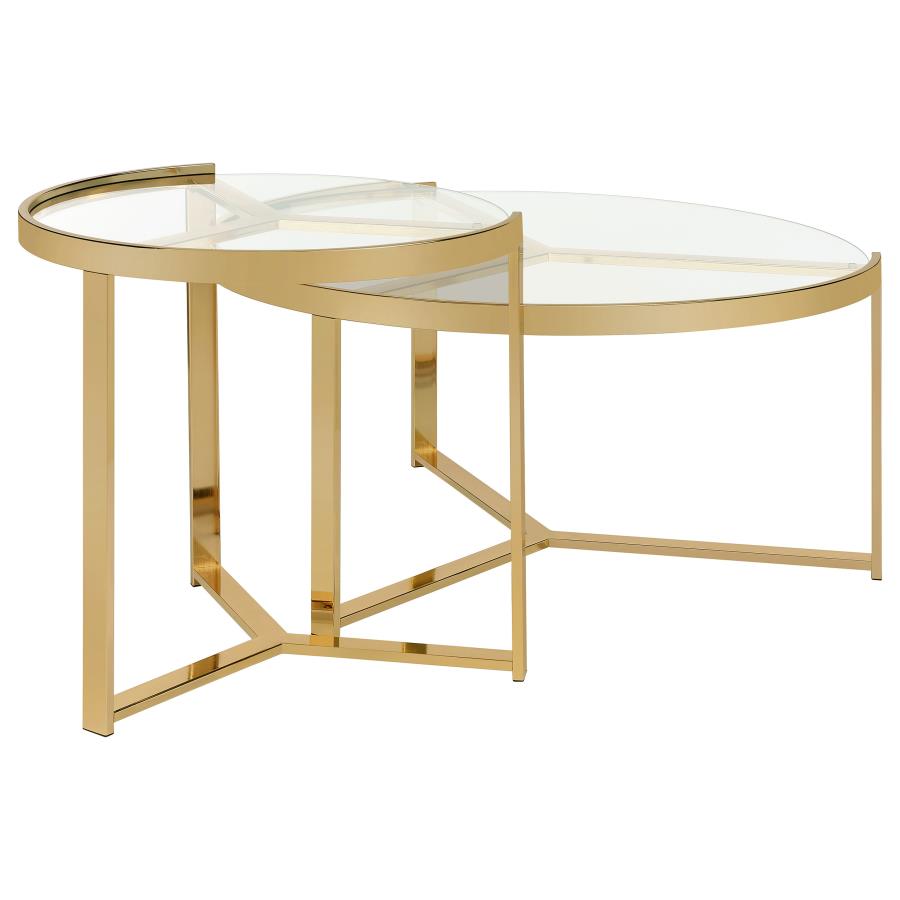 Delia Gold 2 Pc Nesting Coffee Table - furniture place usa