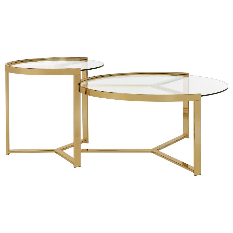 Delia Gold 2 Pc Nesting Coffee Table - furniture place usa