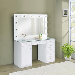 Percy White Vanity Table & Mirror - furniture place usa