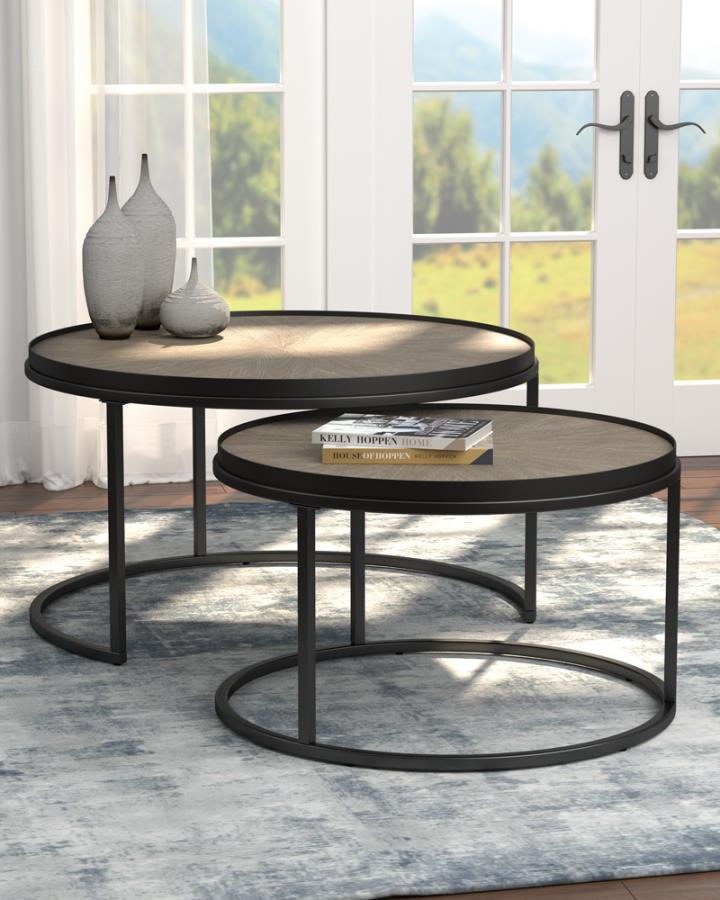 Rodrigo Brown 2 Pc Nesting Coffee Table - furniture place usa