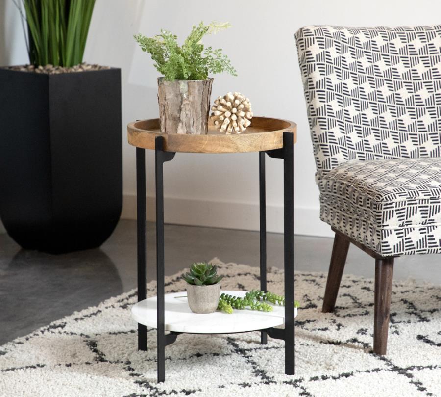 Adhvik Brown Side Table - furniture place usa