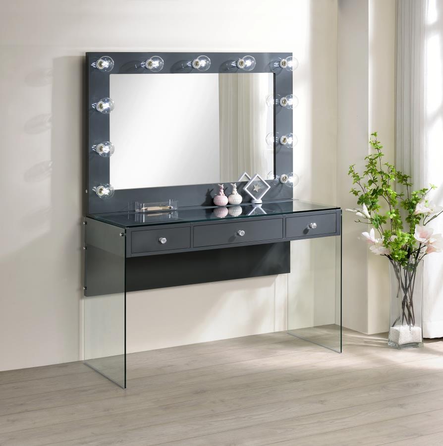 Afshan Grey Vanity Table & Mirror - furniture place usa