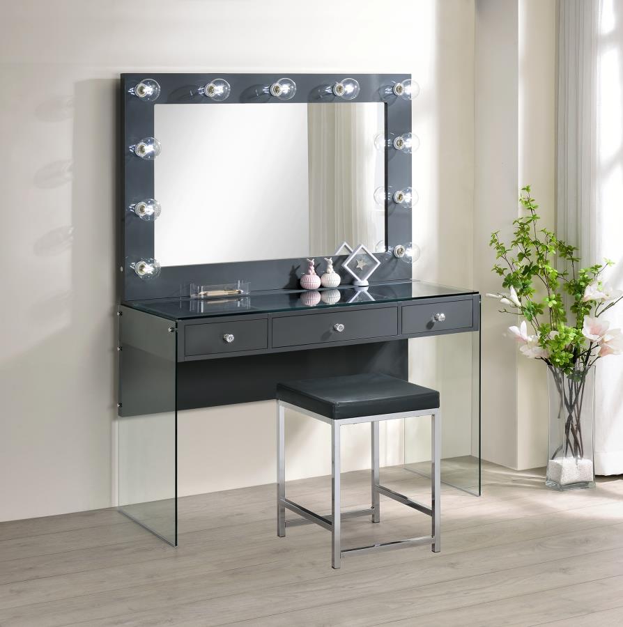 Afshan Grey Vanity Table & Mirror - furniture place usa