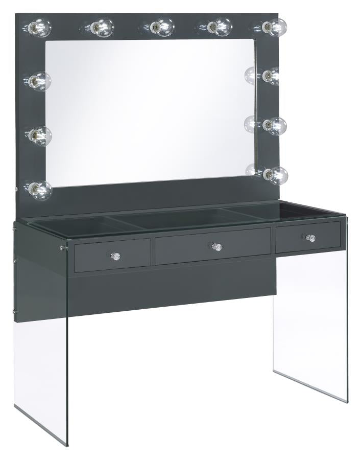 Afshan Grey Vanity Table & Mirror - furniture place usa