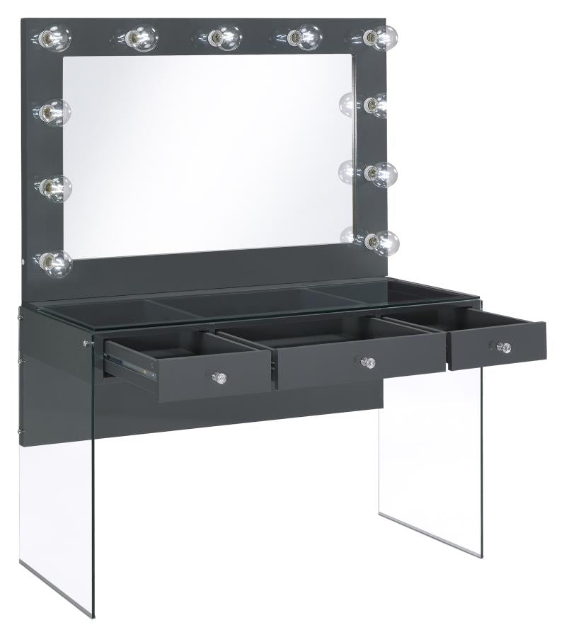 Afshan Grey Vanity Table & Mirror - furniture place usa