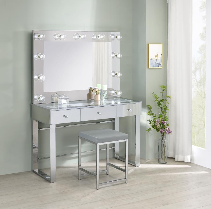 Umbridge Silver Vanity Table & Mirror - furniture place usa