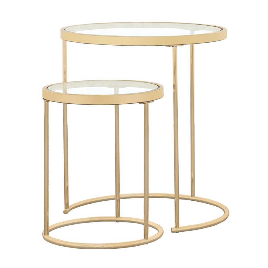 Maylin Gold 2 Pc Nesting Table - furniture place usa