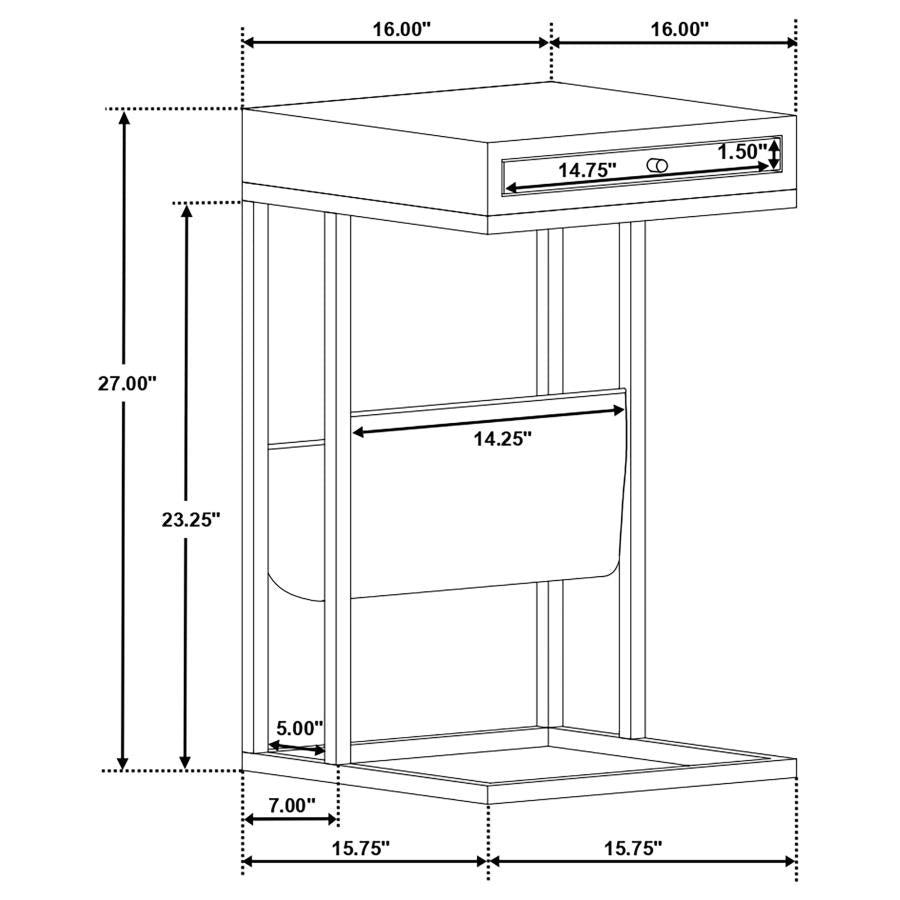 Chessie Brown Side Table - furniture place usa