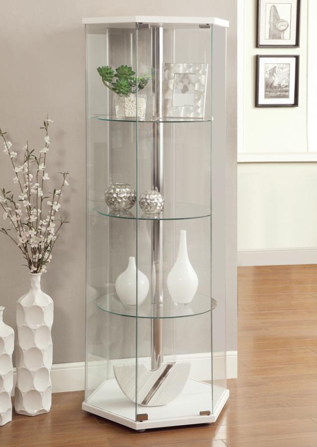 Zahavah White Curio Cabinet - furniture place usa