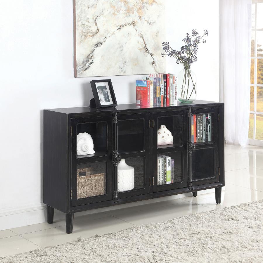 Sylvia Black Accent Cabinet - furniture place usa