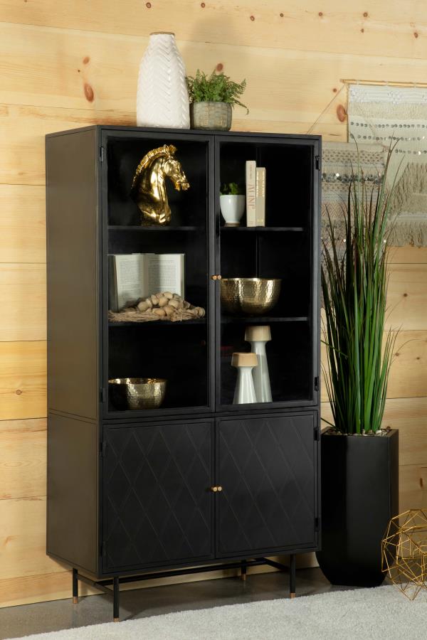 Santiago Black Tall Accent Cabinet - furniture place usa