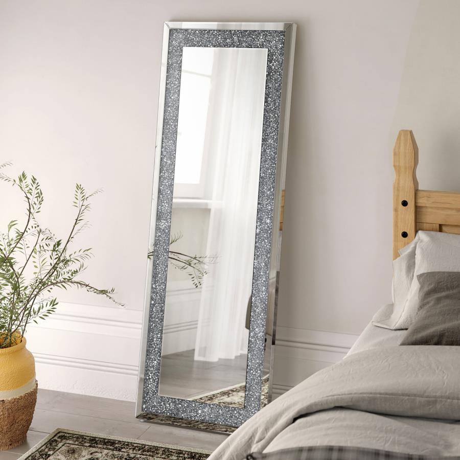 Valerie Silver Floor Mirror - furniture place usa