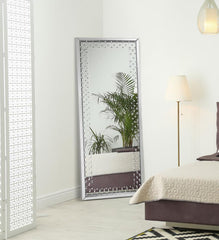 Yves Silver Floor Mirror - furniture place usa