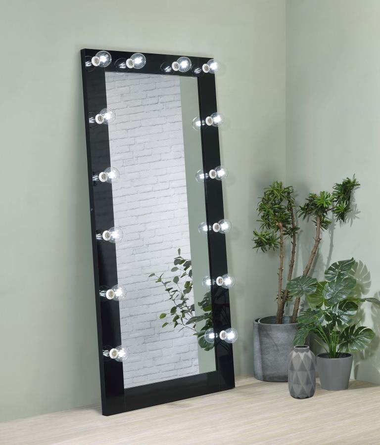 Zayan Black Floor Mirror - furniture place usa