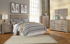 Culverbach Queen/Full Panel Headboard Bed with Mirrored Dresser and 2 Nightstands - furniture place usa