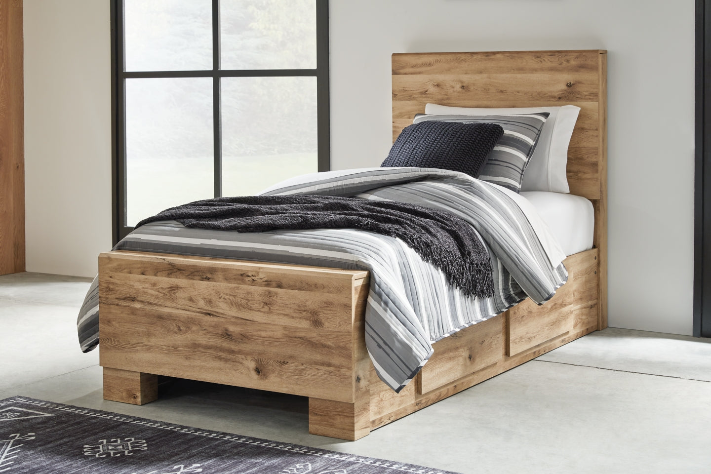 Hyanna Twin Panel Bed with 2 Side Storage - furniture place usa