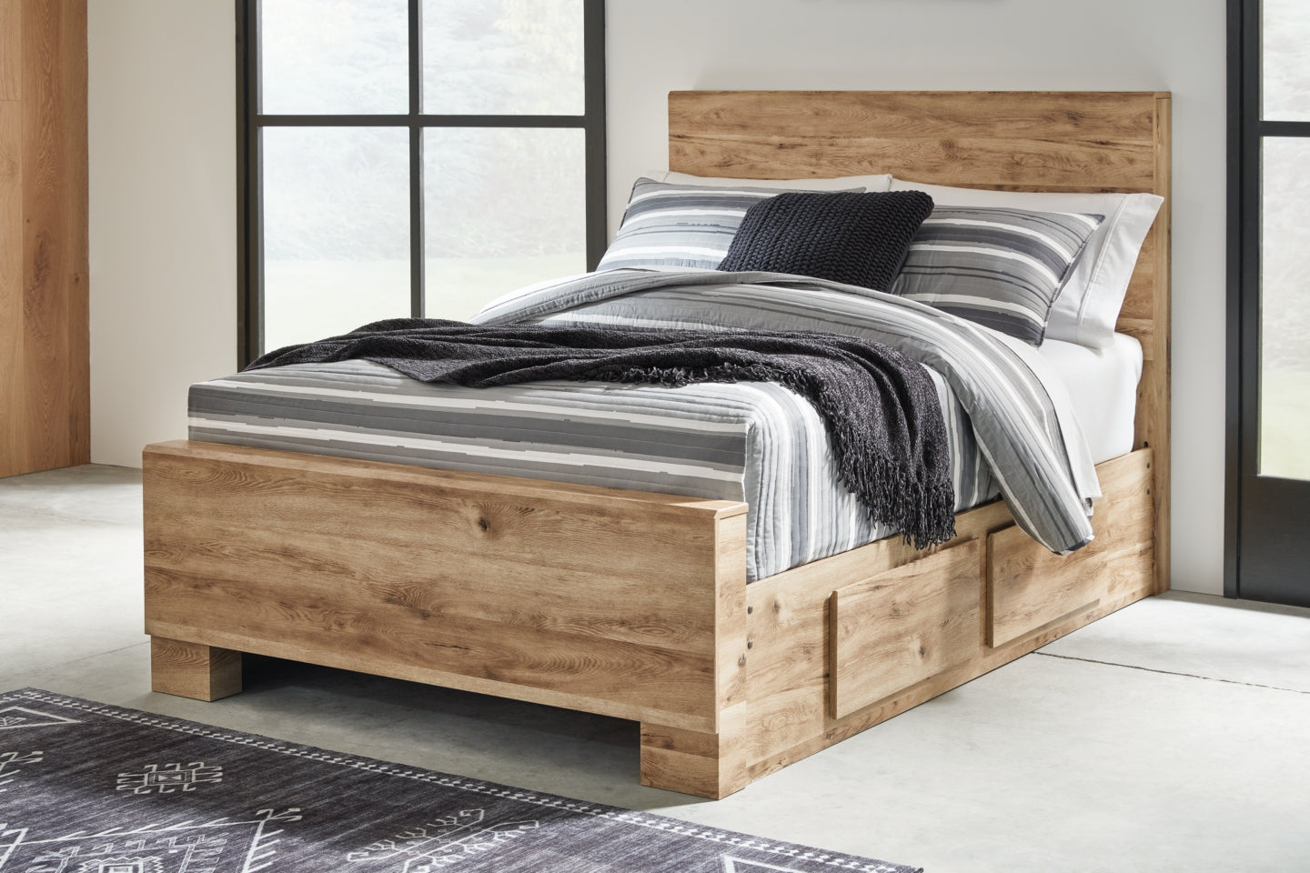 Hyanna Full Panel Bed with 1 Side Storage - furniture place usa