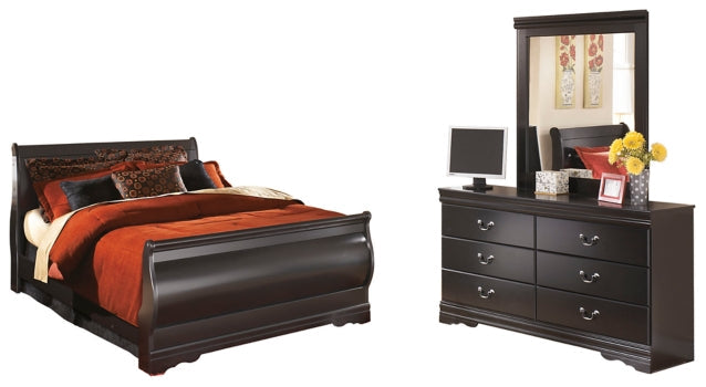 Huey Vineyard Queen Sleigh Bed with Dresser and Mirror - furniture place usa