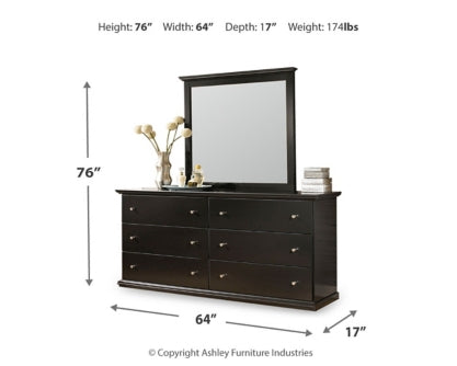 Maribel Queen/Full Panel Headboard Bed with Mirrored Dresser and Chest - furniture place usa