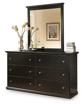 Maribel Queen/Full Panel Headboard Bed with Mirrored Dresser, Chest and Nightstand - furniture place usa