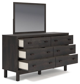 Toretto King Panel Bookcase Bed with Mirrored Dresser - furniture place usa
