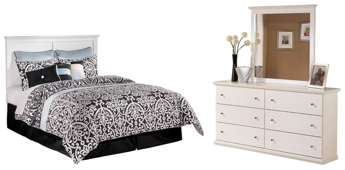 Bostwick Shoals Queen/Full Panel Headboard Bed with Mirrored Dresser - PKG002733 - furniture place usa