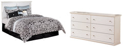 Bostwick Shoals Queen/Full Panel Headboard Bed with Mirrored Dresser - PKG002731 - furniture place usa
