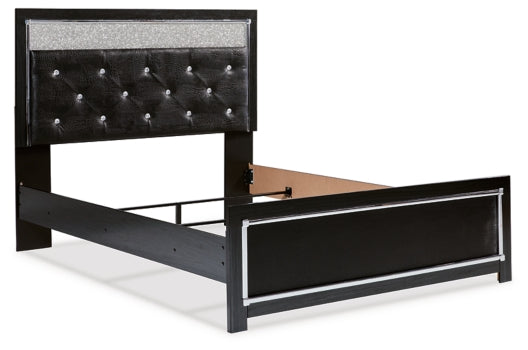 Kaydell Queen Upholstered Panel Bed with Mirrored Dresser and Chest - furniture place usa