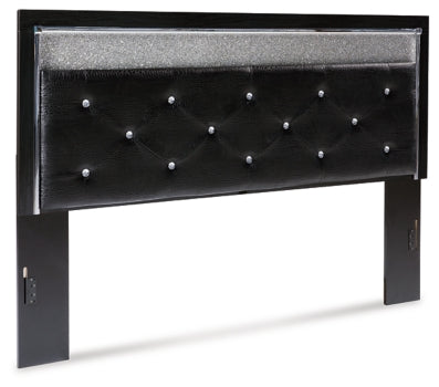 Kaydell King Upholstered Panel Headboard with Mirrored Dresser and Chest - furniture place usa