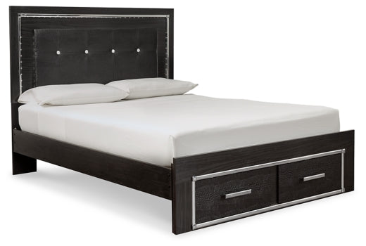 Kaydell Queen Panel Bed with Storage with Mirrored Dresser, Chest and Nightstand - furniture place usa