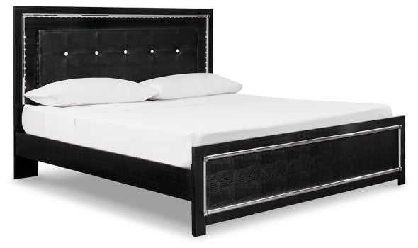 Kaydell King Upholstered Panel Bed with Mirrored Dresser - PKG002811