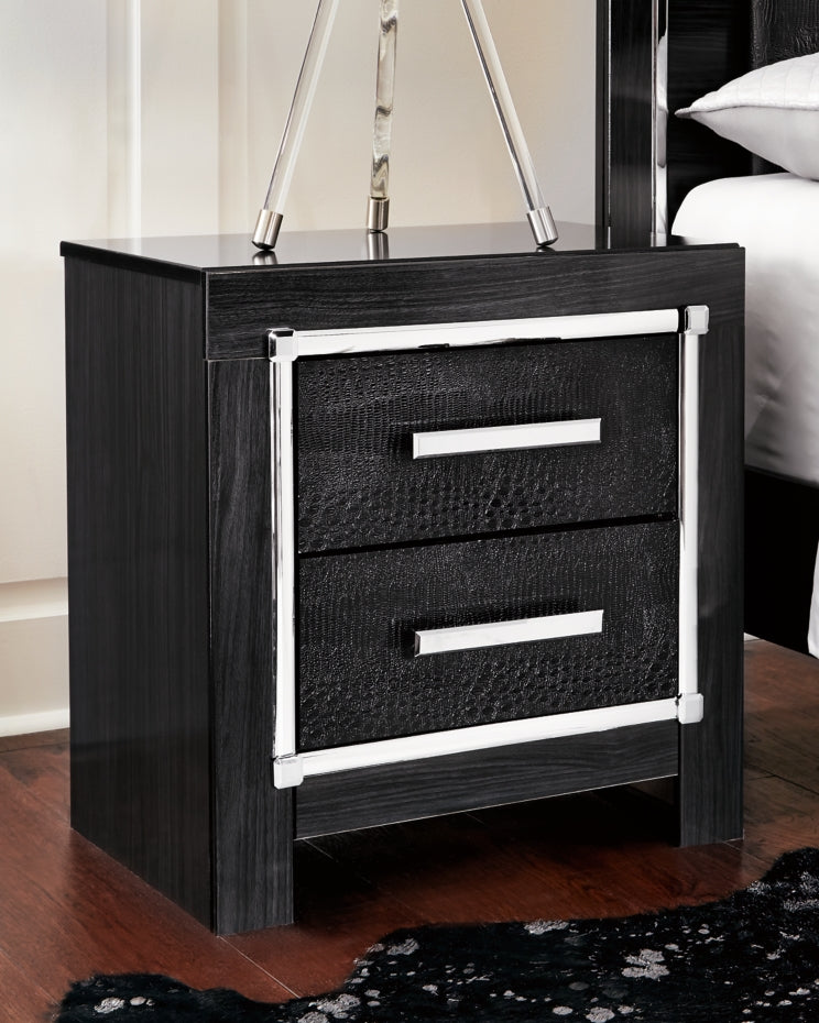 Kaydell Queen Upholstered Panel Bed with Mirrored Dresser, Chest and Nightstand - furniture place usa