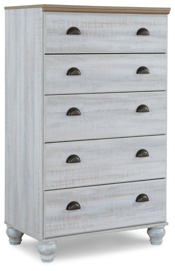 Haven Bay Full Panel Bed with Mirrored Dresser, Chest and 2 Nightstands - furniture place usa