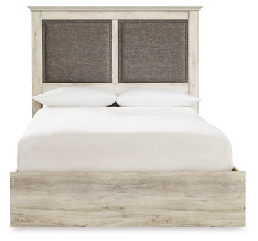 Cambeck Queen Upholstered Panel Bed with Mirrored Dresser, Chest and Nightstand - furniture place usa