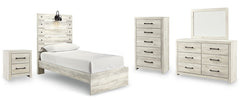 Cambeck Twin Panel Bed with Mirrored Dresser, Chest and Nightstand - furniture place usa