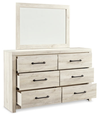 Cambeck Queen Upholstered Panel Headboard with Mirrored Dresser and Chest - furniture place usa