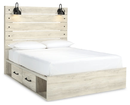 Cambeck Queen Panel Bed with 2 Storage Drawers with Mirrored Dresser and Nightstand - furniture place usa