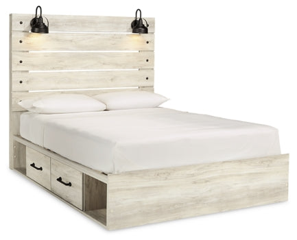 Cambeck Queen Panel Bed with 4 Storage Drawers with Mirrored Dresser - furniture place usa