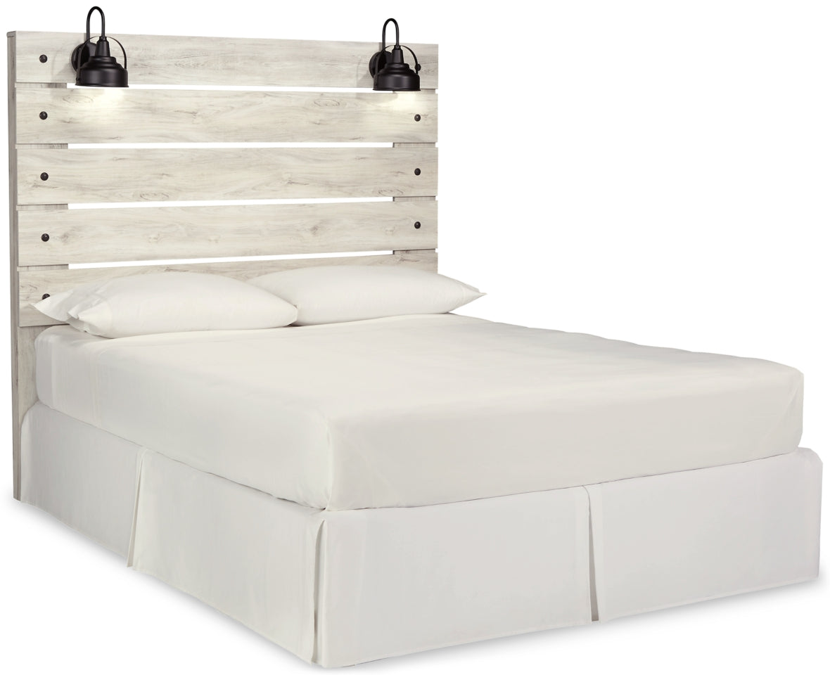 Cambeck Twin Panel Headboard Bed with Mirrored Dresser