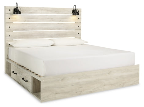 Cambeck Queen Panel Bed with 4 Storage Drawers with Mirrored Dresser, Chest and Nightstand - furniture place usa